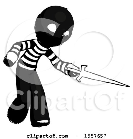 Ink Thief Man Sword Pose Stabbing or Jabbing by Leo Blanchette
