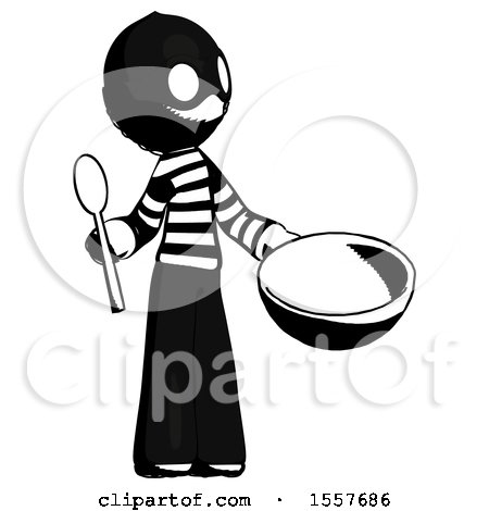 Ink Thief Man with Empty Bowl and Spoon Ready to Make Something by Leo Blanchette