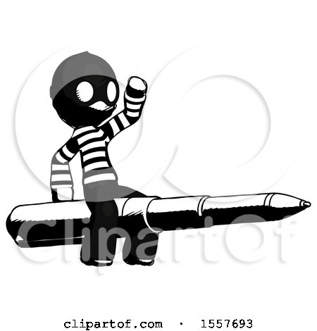 Ink Thief Man Riding a Pen like a Giant Rocket by Leo Blanchette