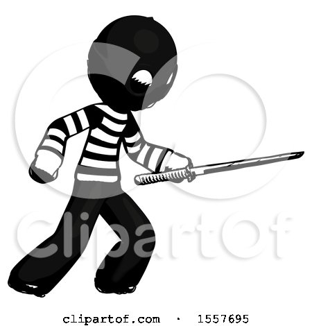 Ink Thief Man Stabbing with Ninja Sword Katana by Leo Blanchette