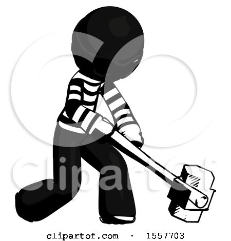 Ink Thief Man Hitting with Sledgehammer, or Smashing Something at Angle by Leo Blanchette
