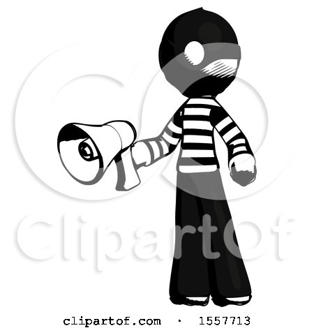 Ink Thief Man Holding Megaphone Bullhorn Facing Right by Leo Blanchette