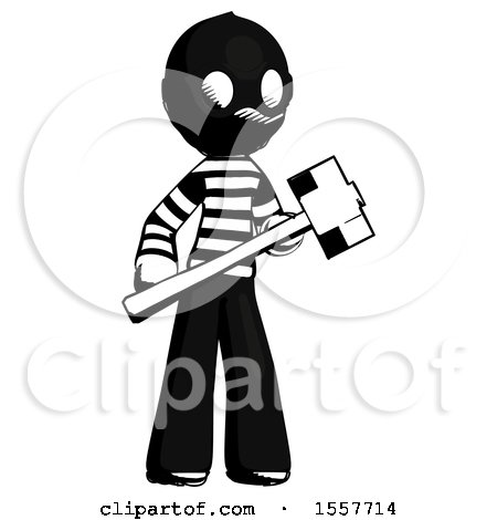 Ink Thief Man with Sledgehammer Standing Ready to Work or Defend by Leo Blanchette