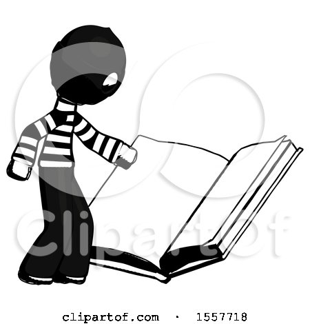 Ink Thief Man Reading Big Book While Standing Beside It by Leo Blanchette