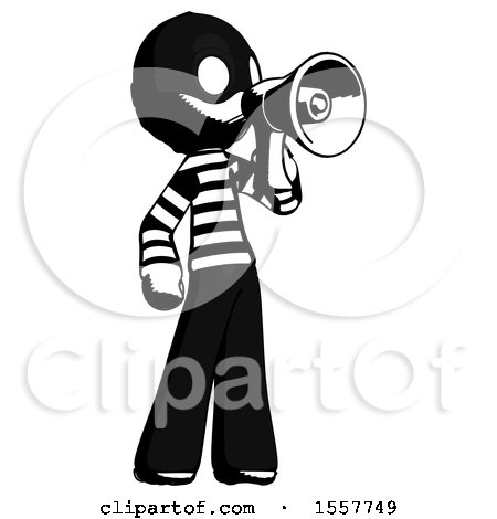 Ink Thief Man Shouting into Megaphone Bullhorn Facing Right by Leo Blanchette