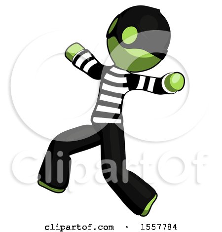 Green Thief Man Running Away in Hysterical Panic Direction Left by Leo Blanchette