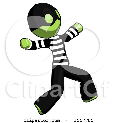 Green Thief Man Running Away in Hysterical Panic Direction Right by Leo Blanchette