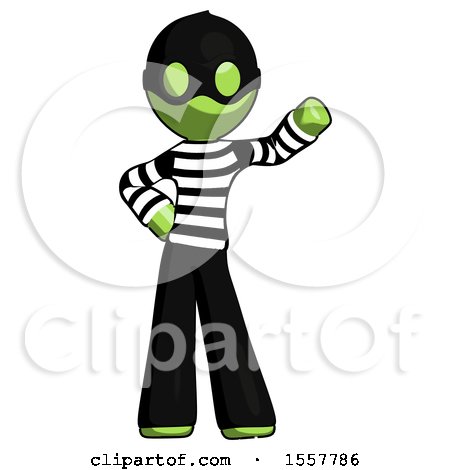 Green Thief Man Waving Left Arm with Hand on Hip by Leo Blanchette