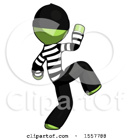 Green Thief Man Kick Pose Start by Leo Blanchette