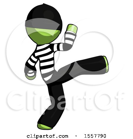 Green Thief Man Kick Pose by Leo Blanchette