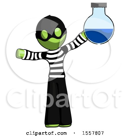 Green Thief Man Holding Large Round Flask or Beaker by Leo Blanchette