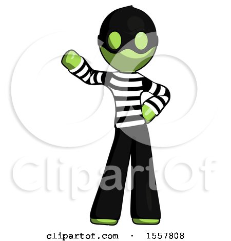 Green Thief Man Waving Right Arm with Hand on Hip by Leo Blanchette