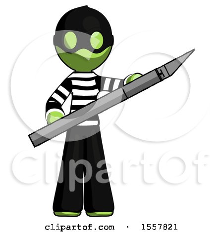 Green Thief Man Holding Large Scalpel by Leo Blanchette