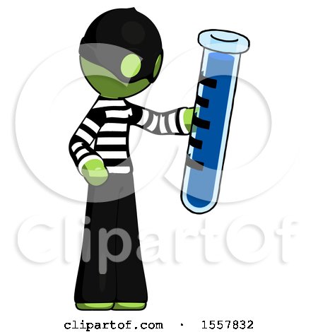Green Thief Man Holding Large Test Tube by Leo Blanchette