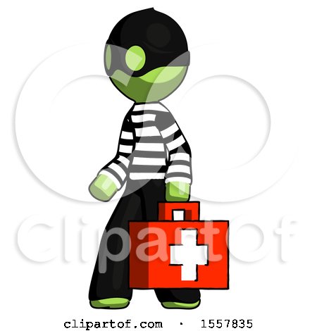 Green Thief Man Walking with Medical Aid Briefcase to Left by Leo Blanchette