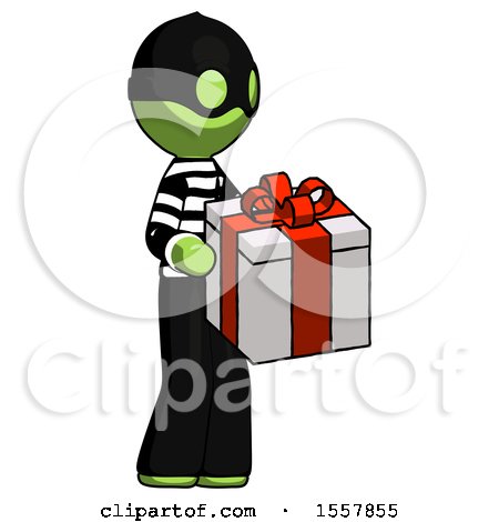 Green Thief Man Giving a Present by Leo Blanchette