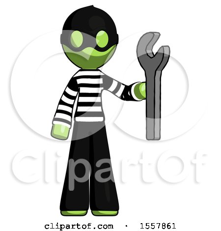 Green Thief Man Holding Wrench Ready to Repair or Work by Leo Blanchette