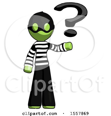 Green Thief Man Holding Question Mark to Right by Leo Blanchette