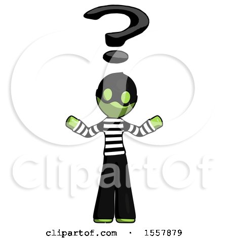 Green Thief Man with Question Mark Above Head, Confused by Leo Blanchette