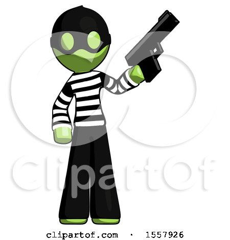 Green Thief Man Holding Handgun by Leo Blanchette