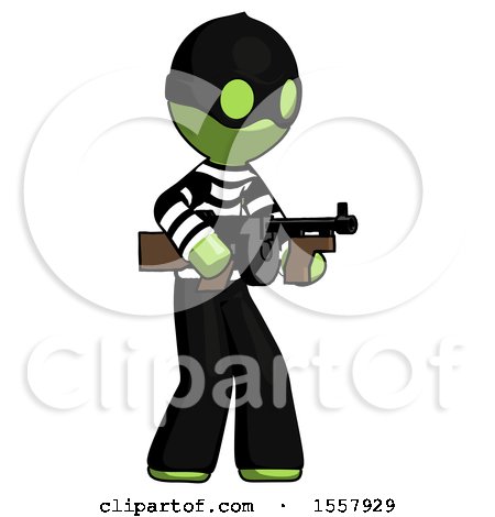 Green Thief Man Tommy Gun Gangster Shooting Pose by Leo Blanchette
