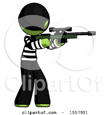 Green Thief Man Shooting Sniper Rifle by Leo Blanchette