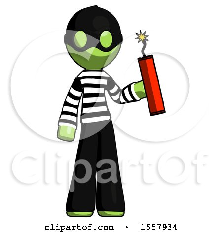 Green Thief Man Holding Dynamite with Fuse Lit by Leo Blanchette
