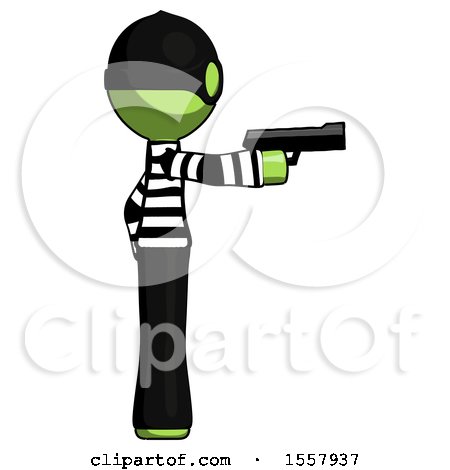 Green Thief Man Firing a Handgun by Leo Blanchette