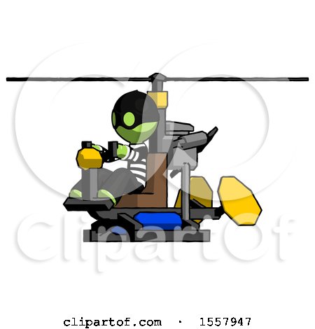 Green Thief Man Flying in Gyrocopter Front Side Angle View by Leo Blanchette