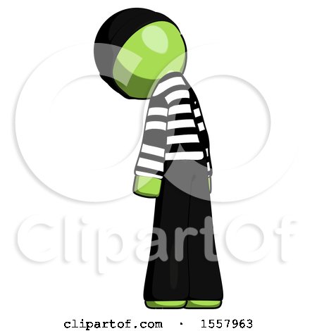 Green Thief Man Depressed with Head Down, Back to Viewer, Left by Leo Blanchette
