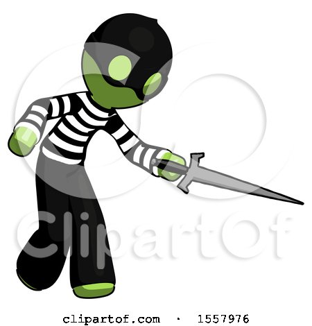 Green Thief Man Sword Pose Stabbing or Jabbing by Leo Blanchette