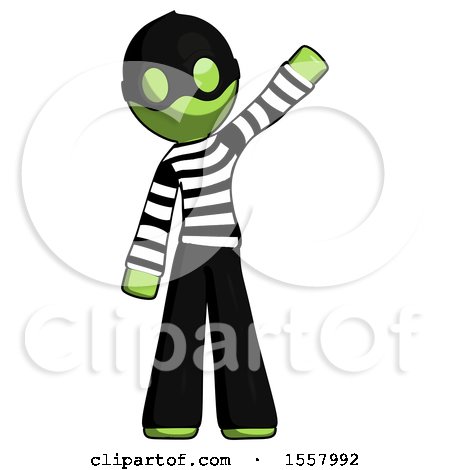 Green Thief Man Waving Emphatically with Left Arm by Leo Blanchette