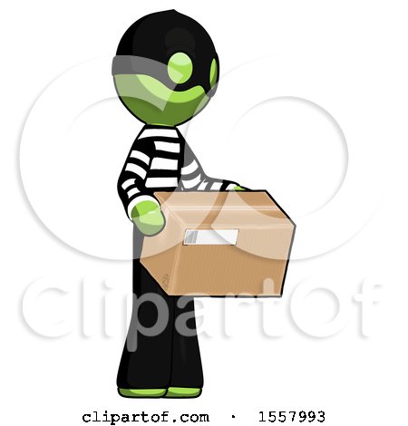 Green Thief Man Holding Package to Send or Recieve in Mail by Leo Blanchette