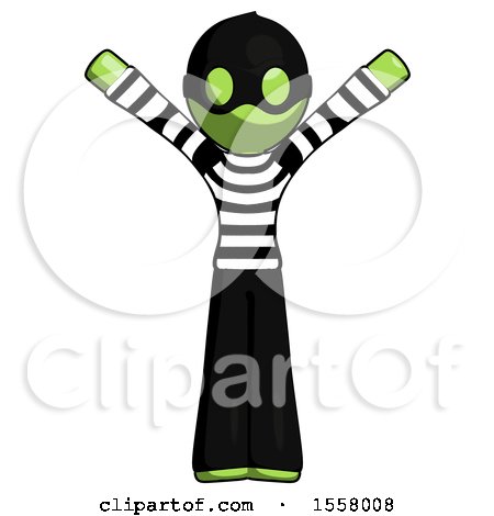 Green Thief Man with Arms out Joyfully by Leo Blanchette