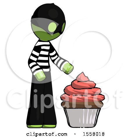 Green Thief Man with Giant Cupcake Dessert by Leo Blanchette