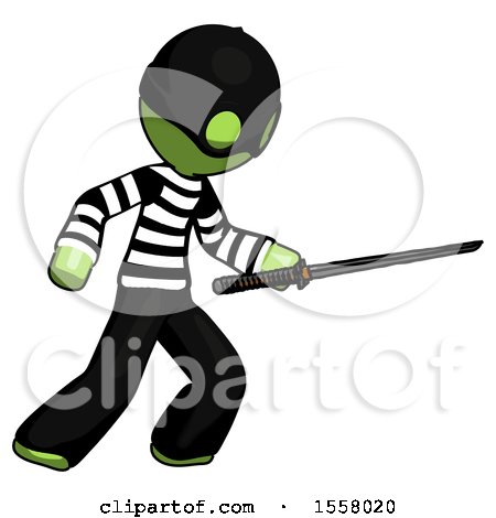 Green Thief Man Stabbing with Ninja Sword Katana by Leo Blanchette
