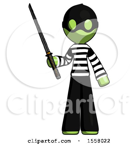 Green Thief Man Standing up with Ninja Sword Katana by Leo Blanchette