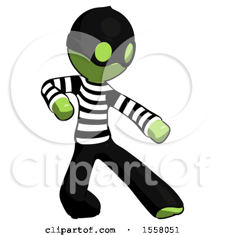 Green Thief Man Karate Defense Pose Right by Leo Blanchette