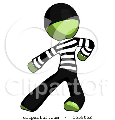 Green Thief Man Karate Defense Pose Left by Leo Blanchette