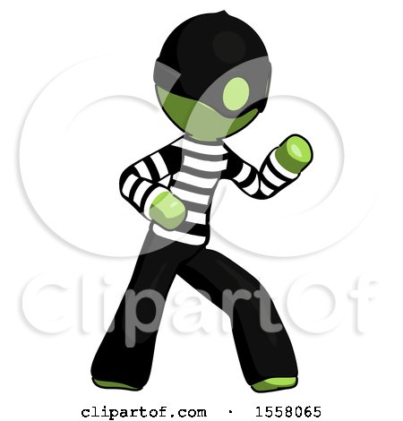 Green Thief Man Martial Arts Defense Pose Right by Leo Blanchette