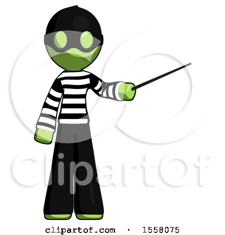 Green Thief Man Teacher or Conductor with Stick or Baton Directing by Leo Blanchette