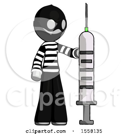 Gray Thief Man Holding Large Syringe by Leo Blanchette