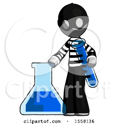Gray Thief Man Holding Test Tube Beside Beaker or Flask by Leo Blanchette