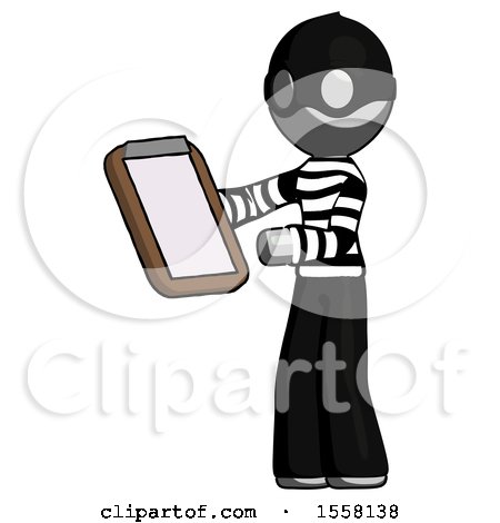 Gray Thief Man Reviewing Stuff on Clipboard by Leo Blanchette