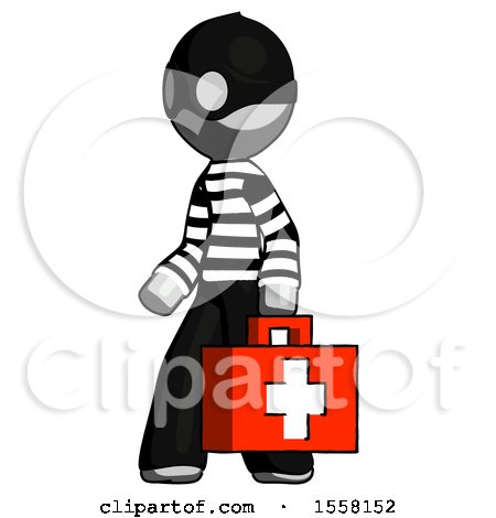 Gray Thief Man Walking with Medical Aid Briefcase to Left by Leo Blanchette
