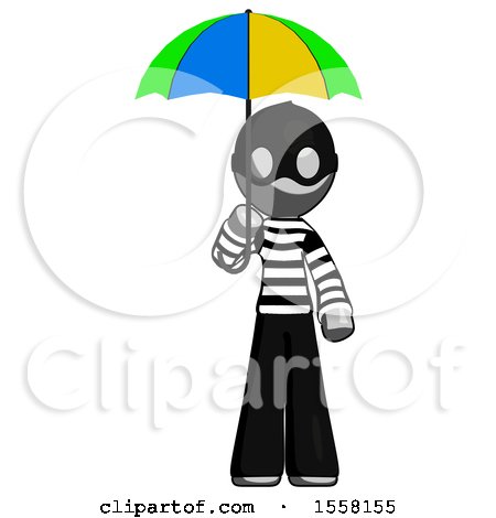 Gray Thief Man Holding Umbrella Rainbow Colored by Leo Blanchette