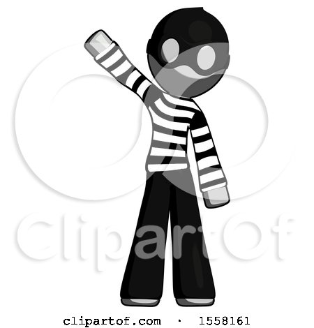 Gray Thief Man Waving Emphatically with Right Arm by Leo Blanchette