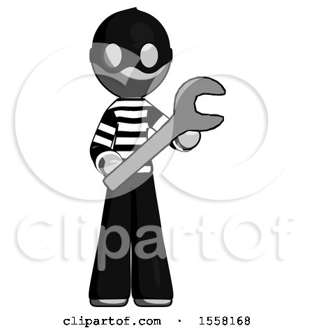 Gray Thief Man Holding Large Wrench with Both Hands by Leo Blanchette