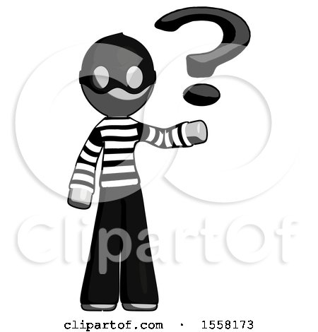 Gray Thief Man Holding Question Mark to Right by Leo Blanchette