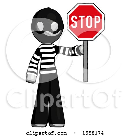 Gray Thief Man Holding Stop Sign by Leo Blanchette